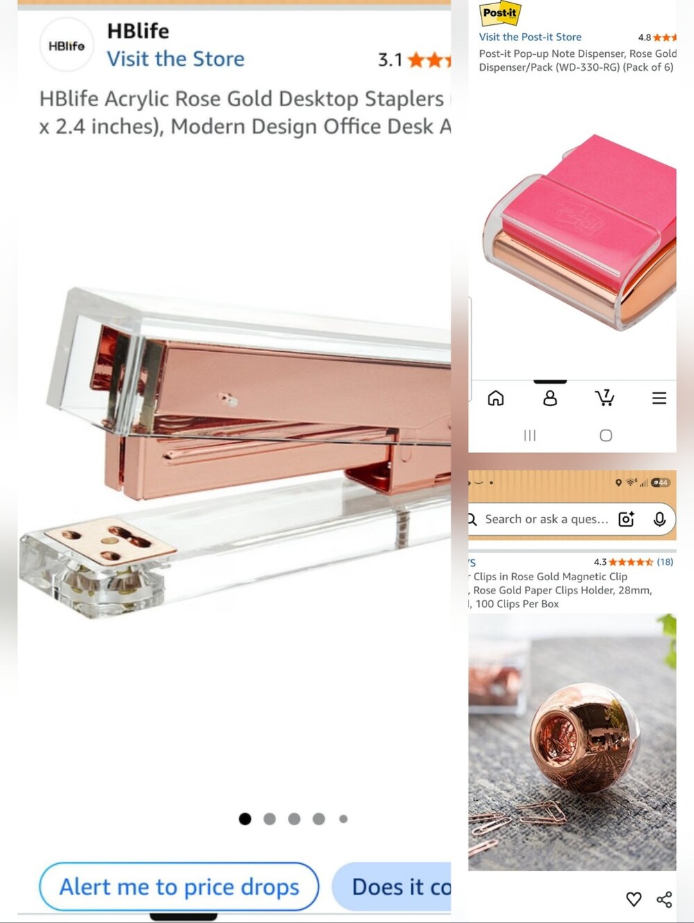 Rose Gold Office Supplies Bundle